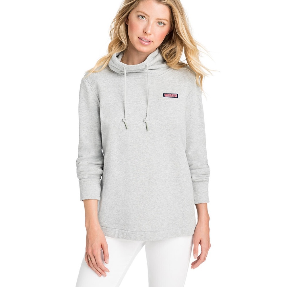 Vineyard Vines White Funnel Neck Cowl Neck Relaxed Shep Shirt